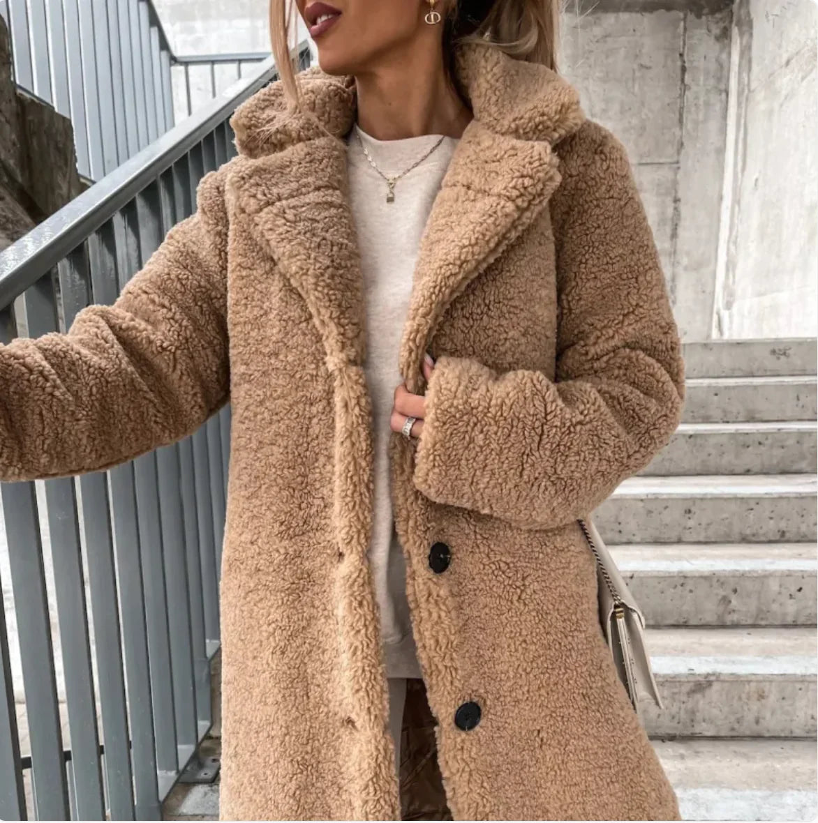 ETHEREAL Long-Sleeved Lapel Plush Jacket