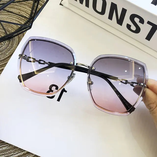 ETHEREAL Rimless Square Sunglasses