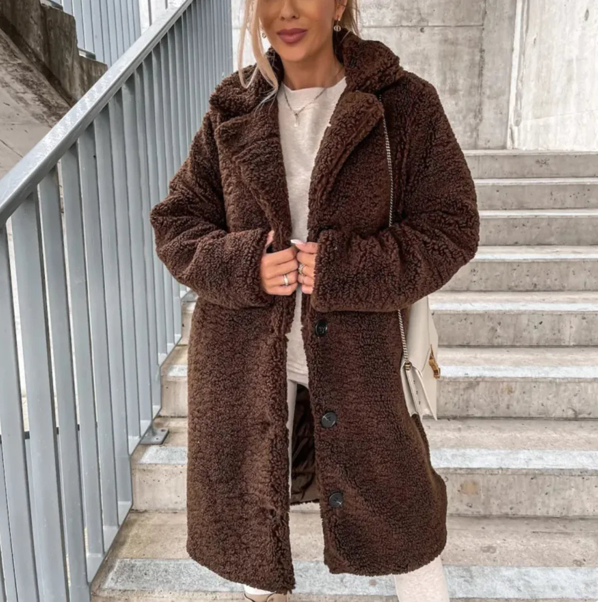 ETHEREAL Long-Sleeved Lapel Plush Jacket