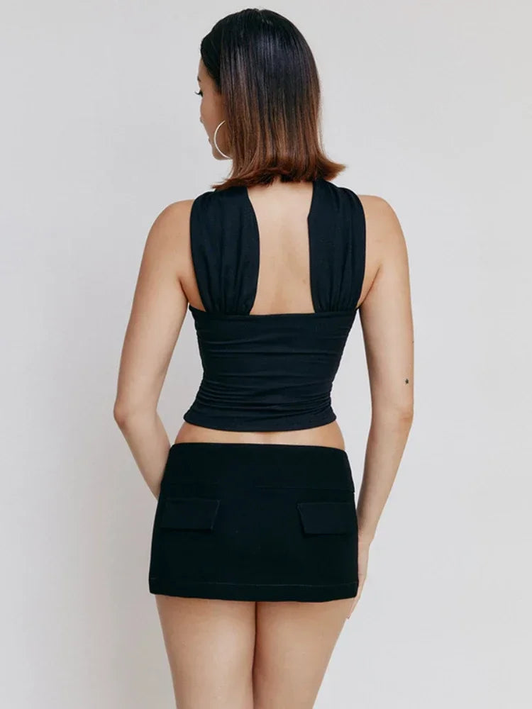 ETHEREAL Backless Satin Crop Tops